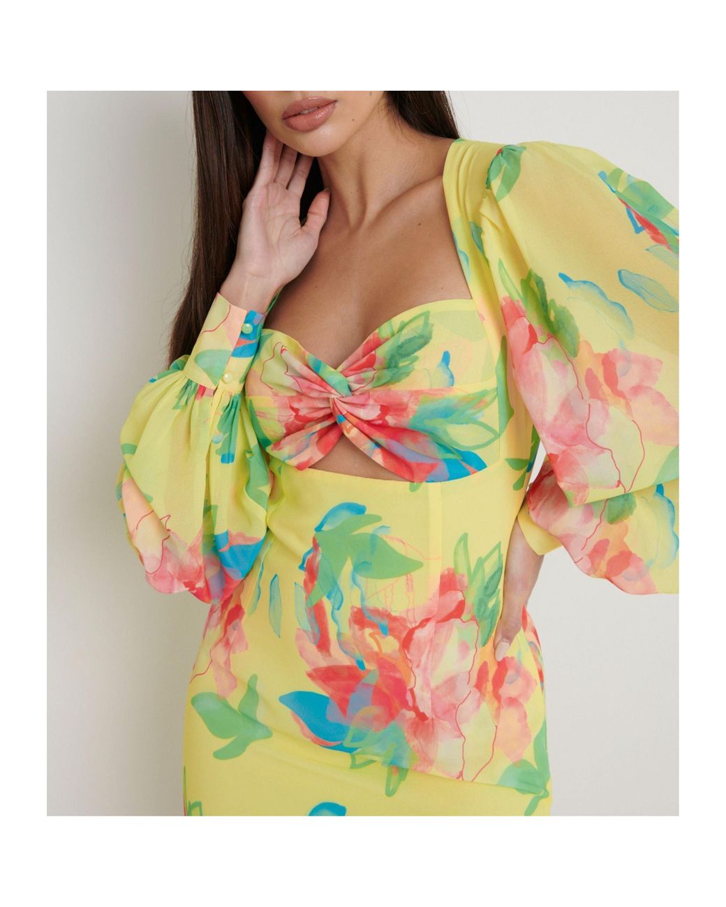 Pretty Lavish Yellow Anais Cut Mini Dress
