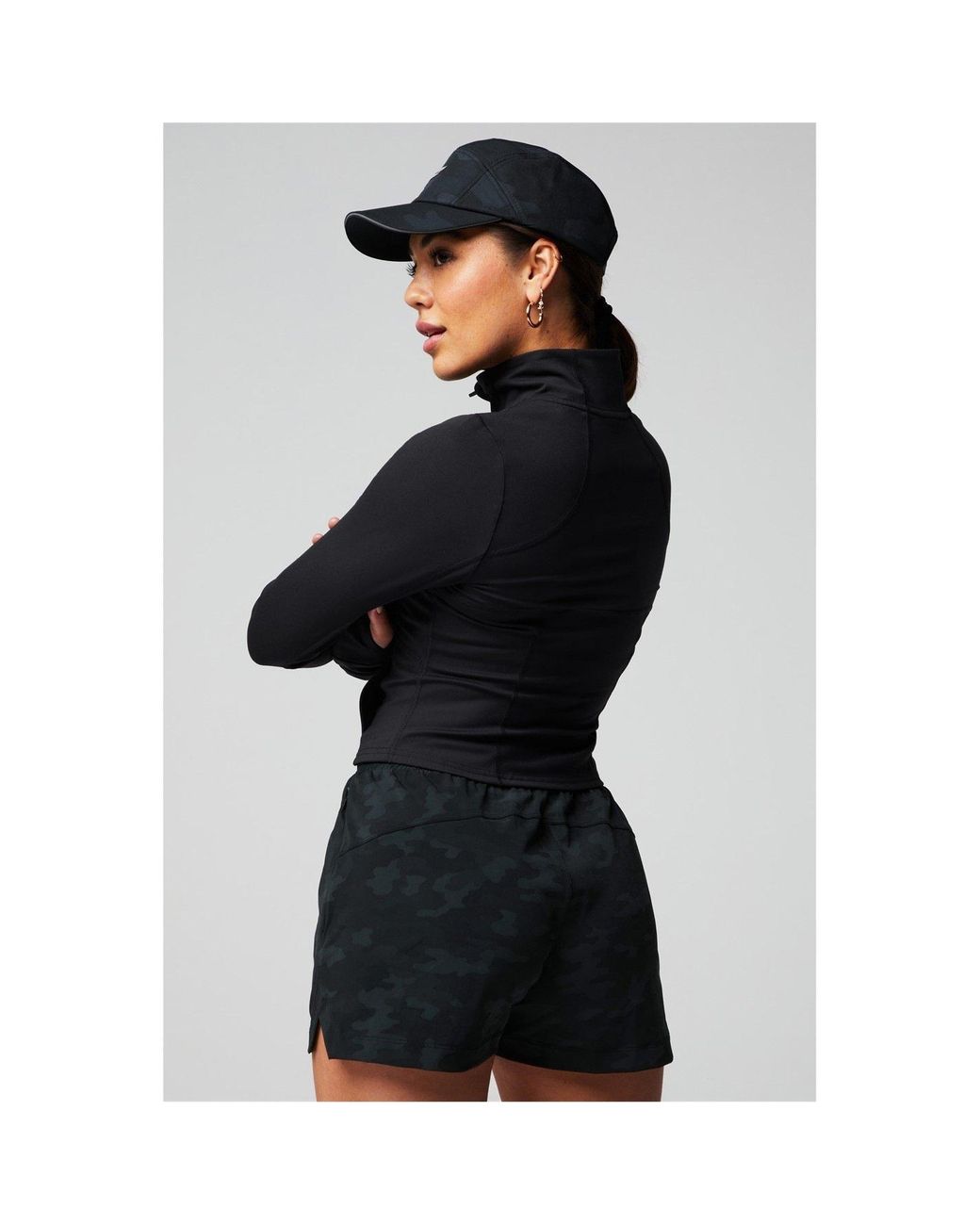 Fabletics Black Perfect Storm Cropped Slim-Fit Training Jacket