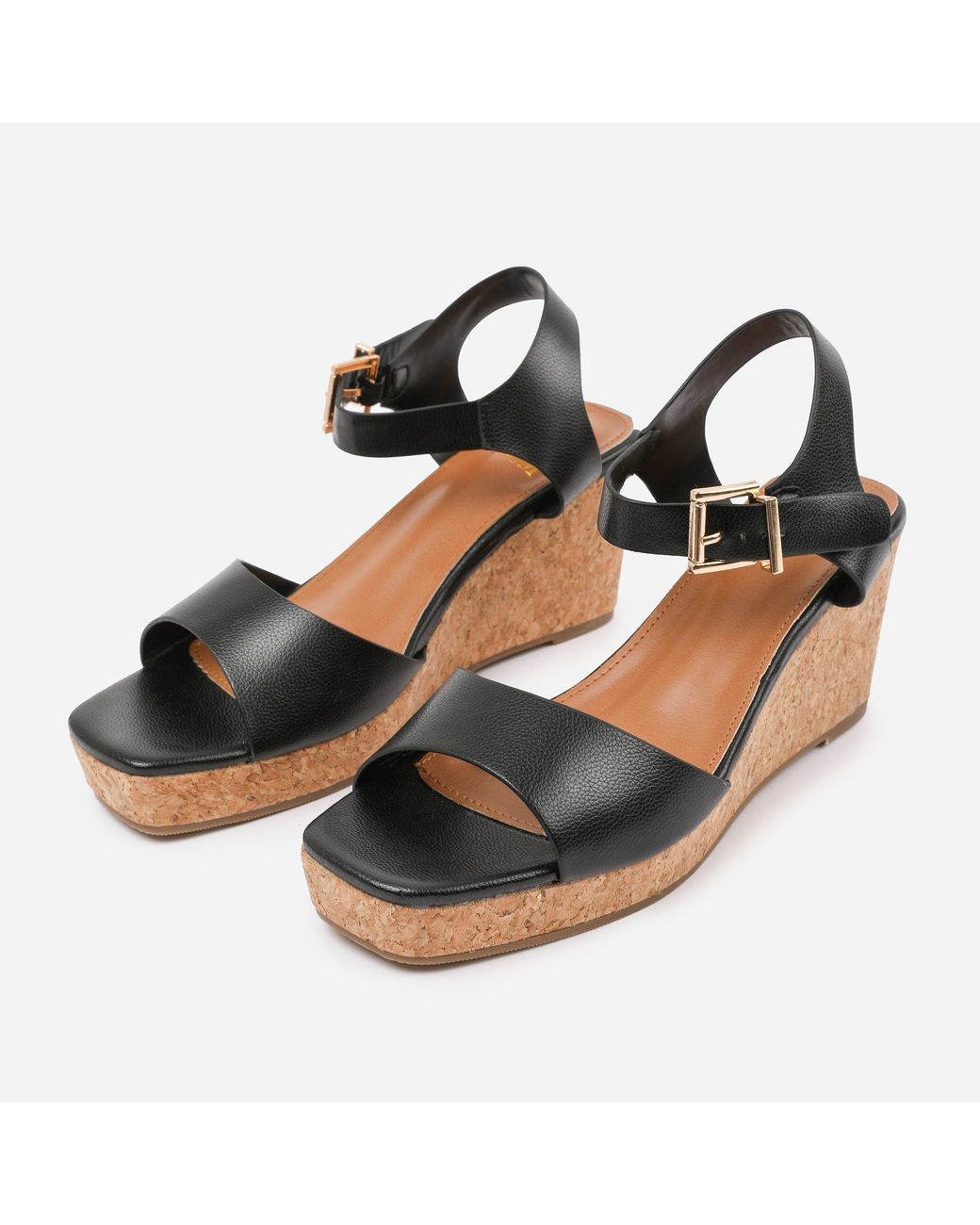 Where's That From Blackpu Giselle Wide-Fit Wedge Sandals With Buckle
