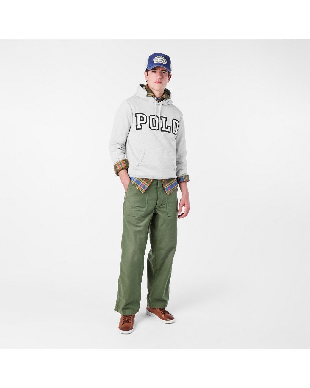 Polo Ralph Lauren Gray Oversized Pullover Hoodie for men