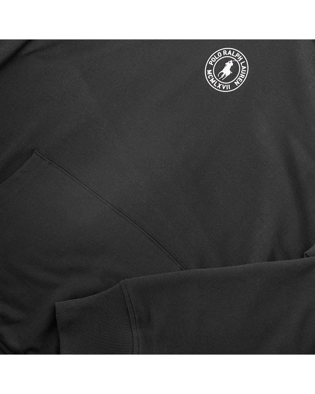 Polo Ralph Lauren Black Puck Logo Pull Over Hoodie for men