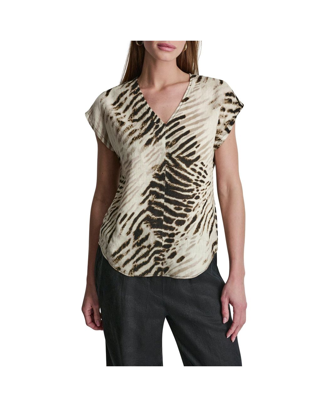 DKNY Multicolor Short Sleeve Blouse