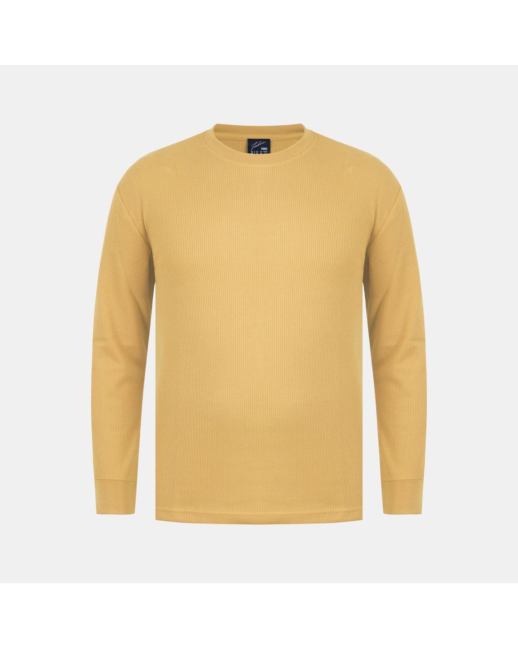 Fabric Yellow Regular Fit Waffle T-Shirt for men