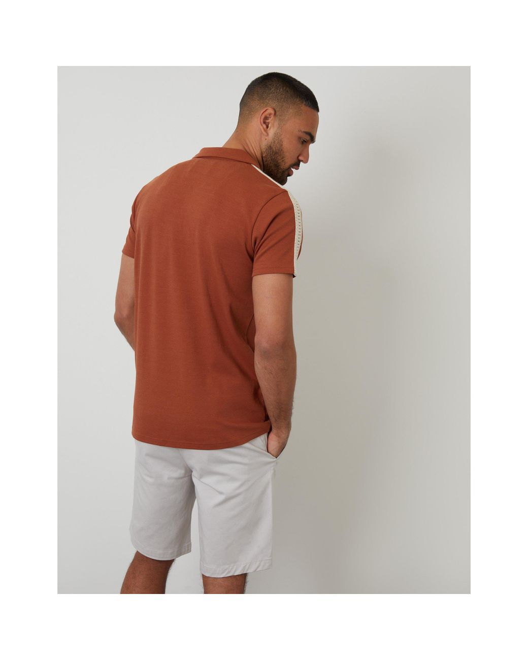 Threadbare Brown Kirkby Short-Sleeve Polo Shirt for men