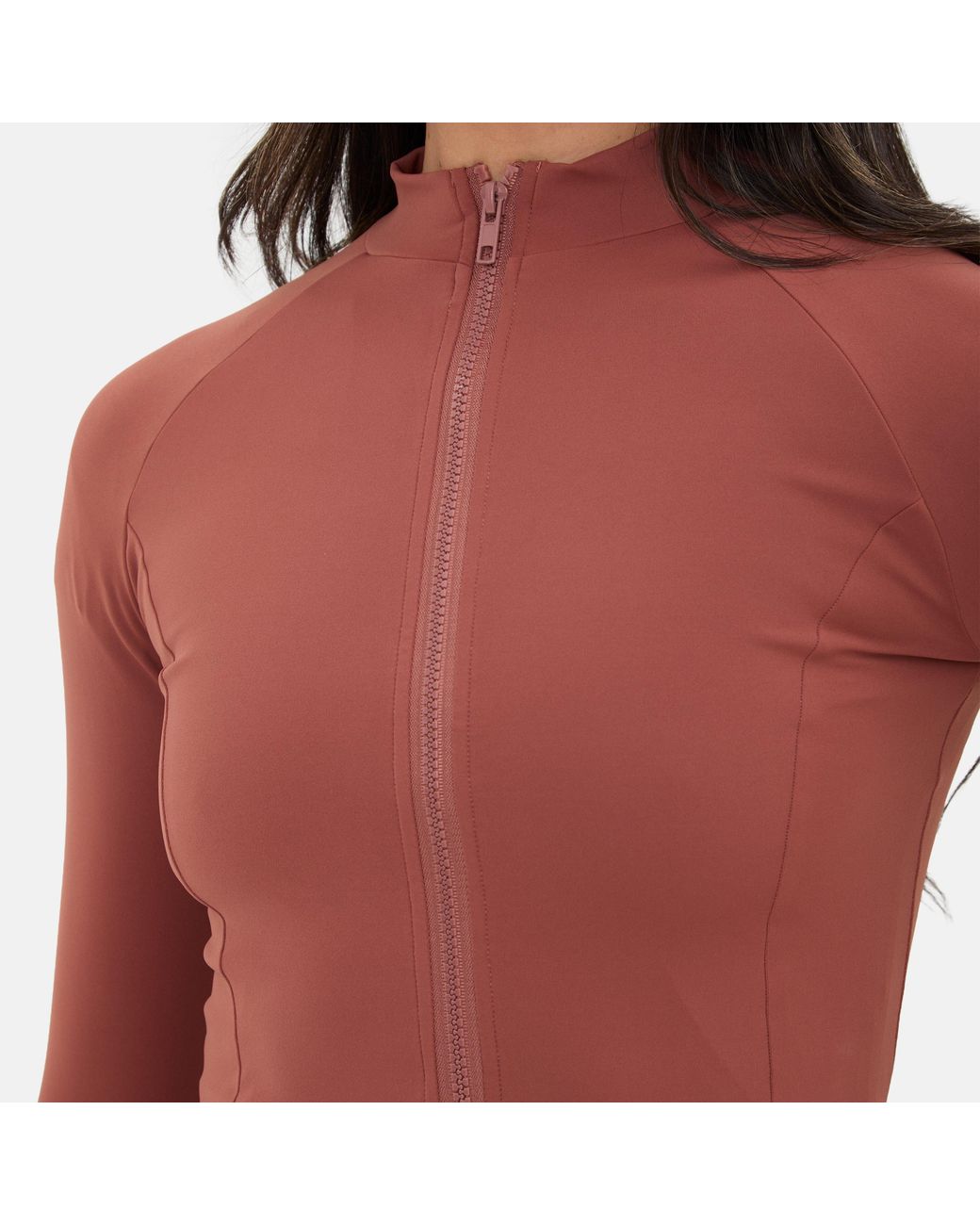 I Saw It First Red Zip Thru Long Sleeve Top
