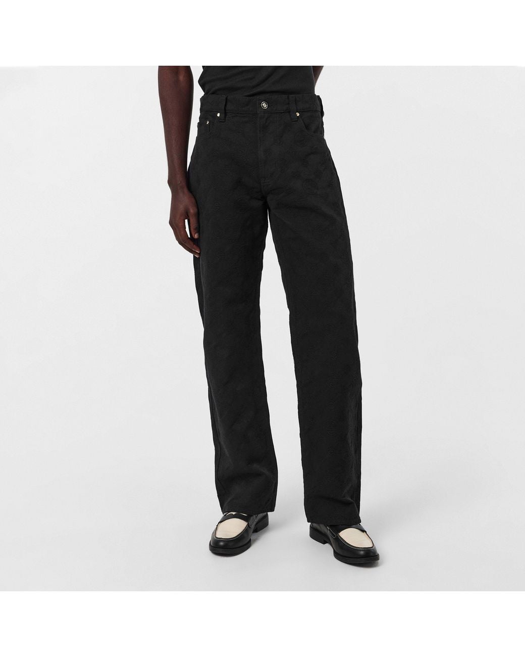 Casablanca Black Mono Durable Denim Structured Fit Straight Leg Jeans for men