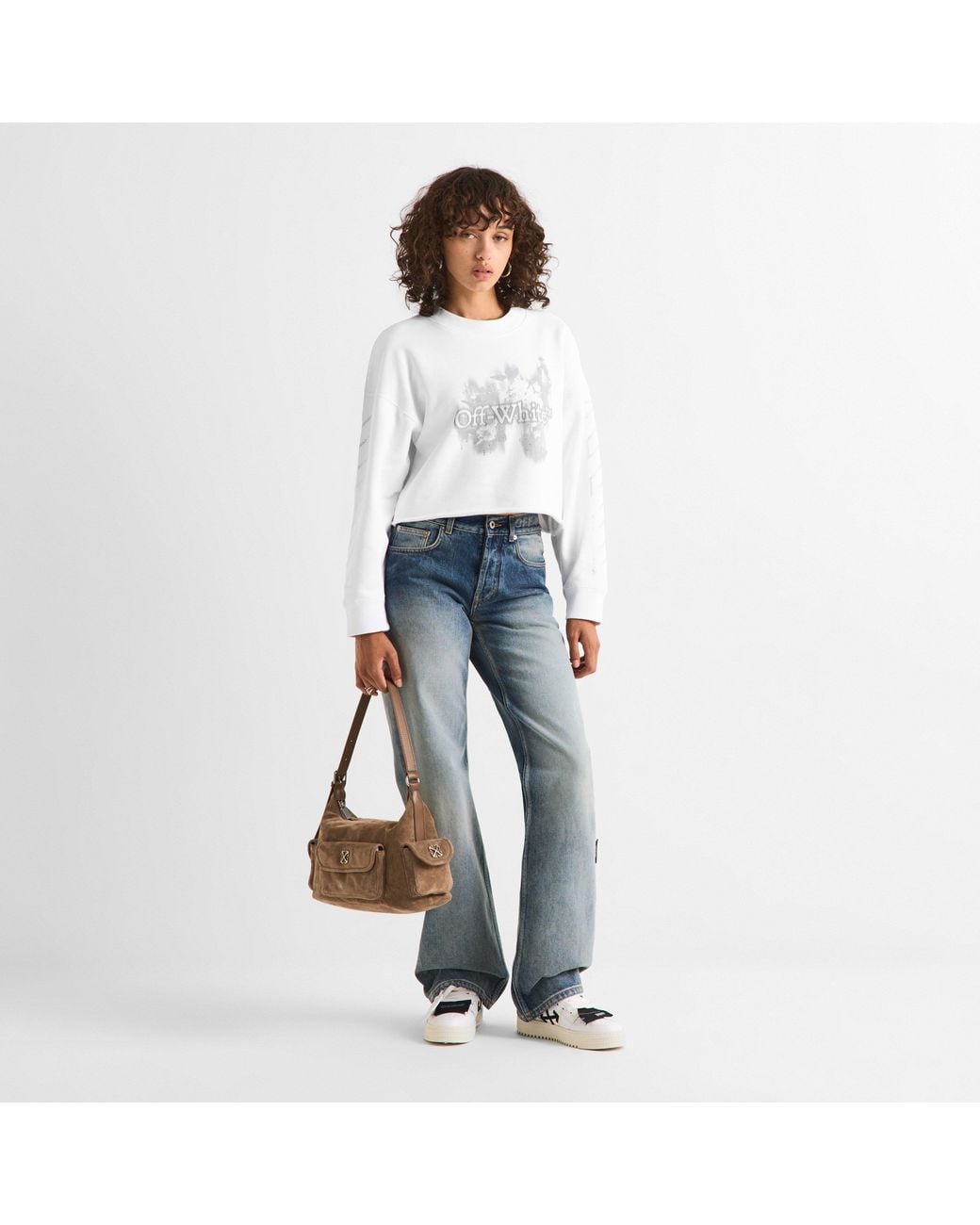 Off-White c/o Virgil Abloh White Flower Crew Cotton Long-Sleeve T-Shirt