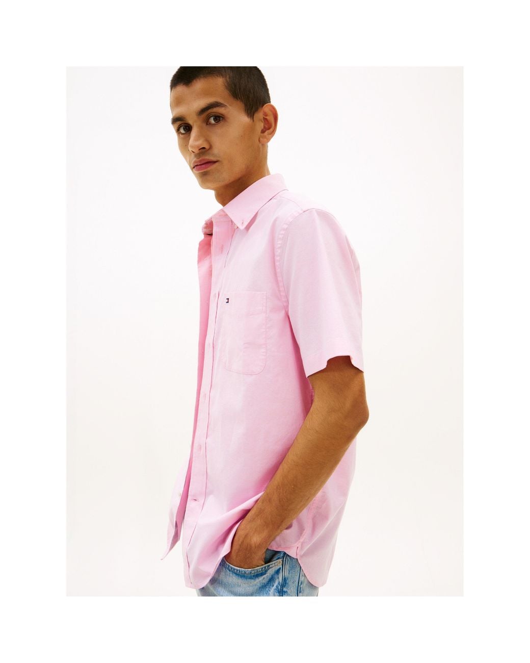 Tommy Hilfiger Pink Short Sleeve Plain Shirt for men