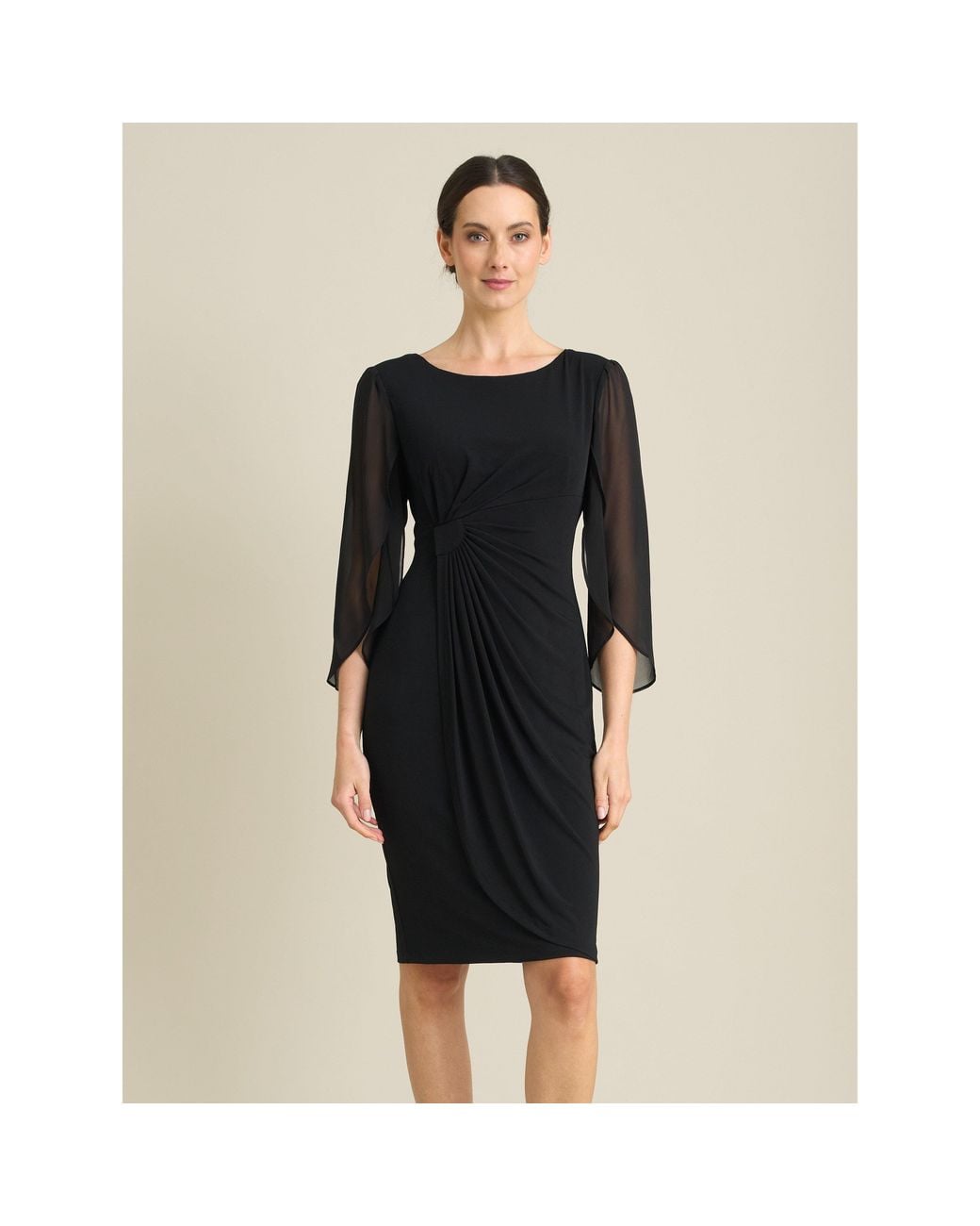 Gina Bacconi Black Ryder Jersey And Chiffon Wrap Dress