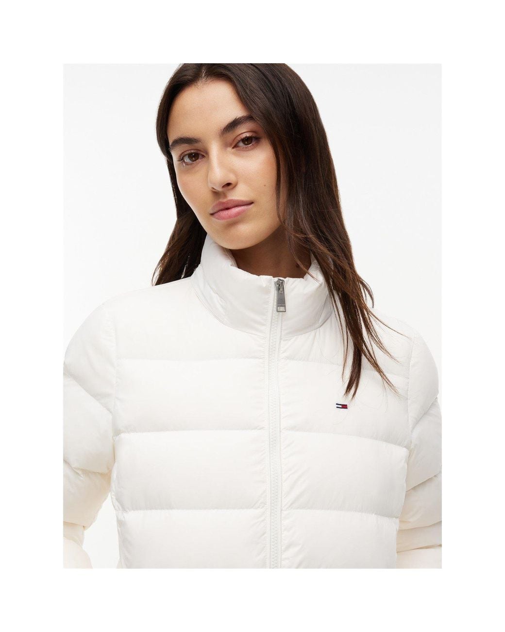 Tommy Hilfiger White Hooded Down Short Puffer Jacket