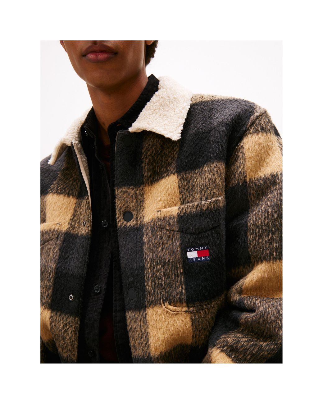 Tommy Hilfiger Black Borg Textured Overshirt for men