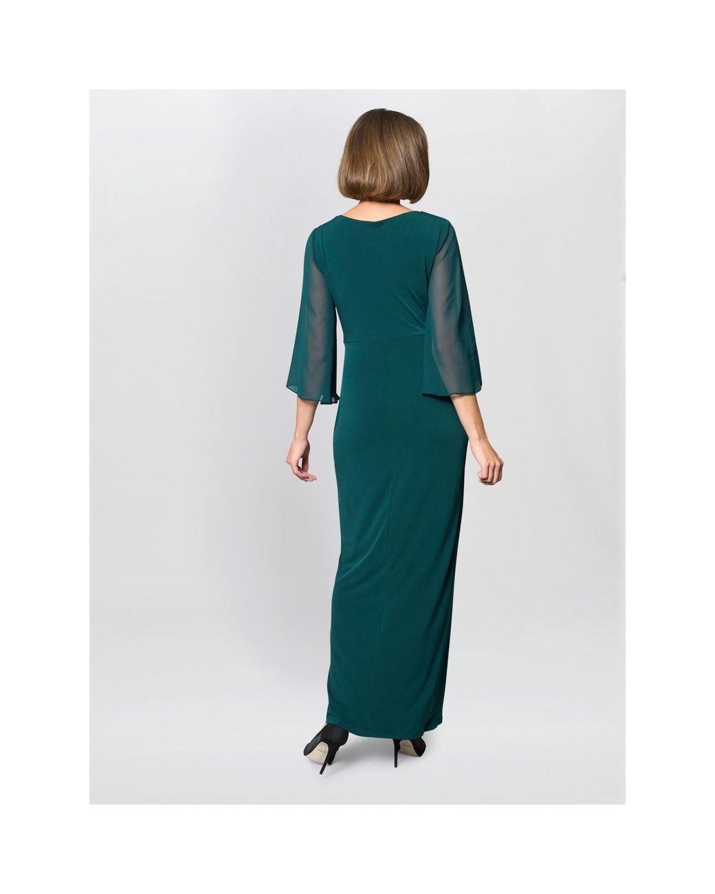 Gina Bacconi Green Donatella Chiffon Sleeve Maxi Dress