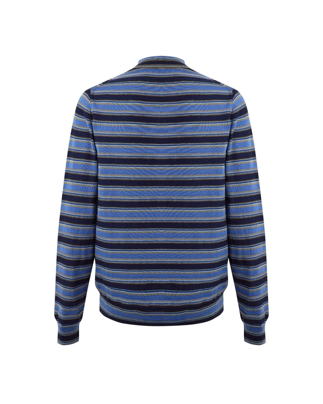 Paul Smith Blue Striped Merino Wool Long-Sleeve Knitted Polo Shirt for men