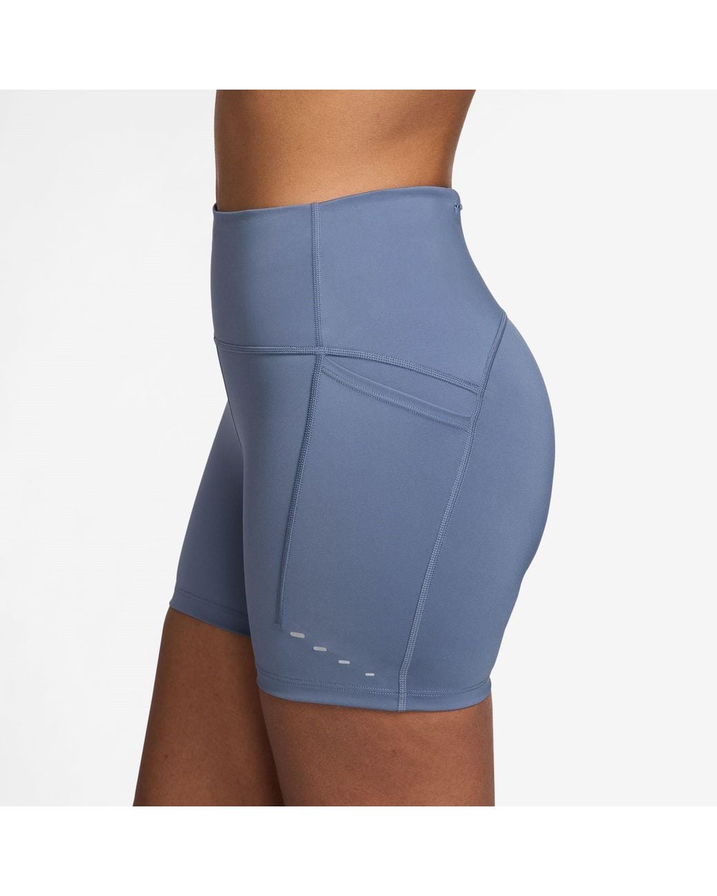 Nike Blue Swift High-Waisted Tight Running Shorts With Pockets