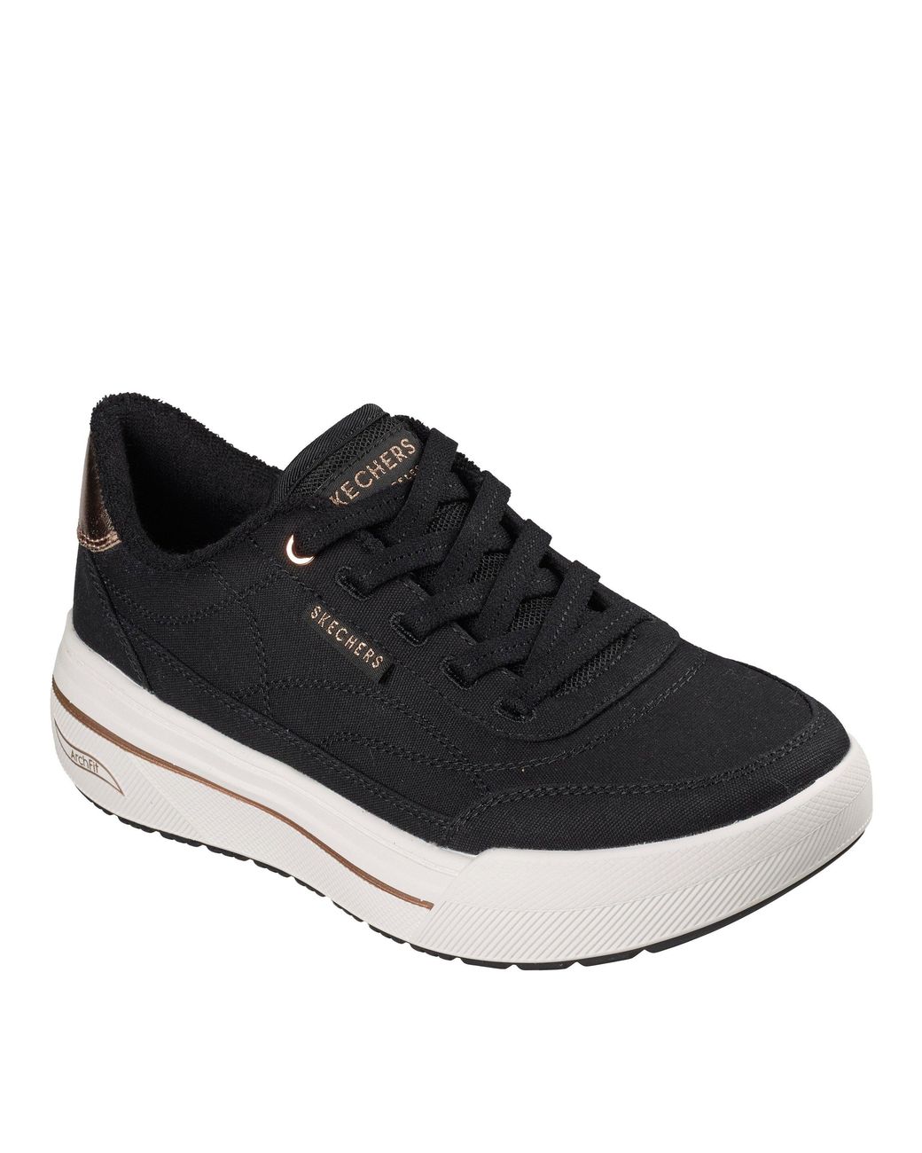 Skechers Black Arch Fit Arcade Hi Canvas Low-Top Trainers