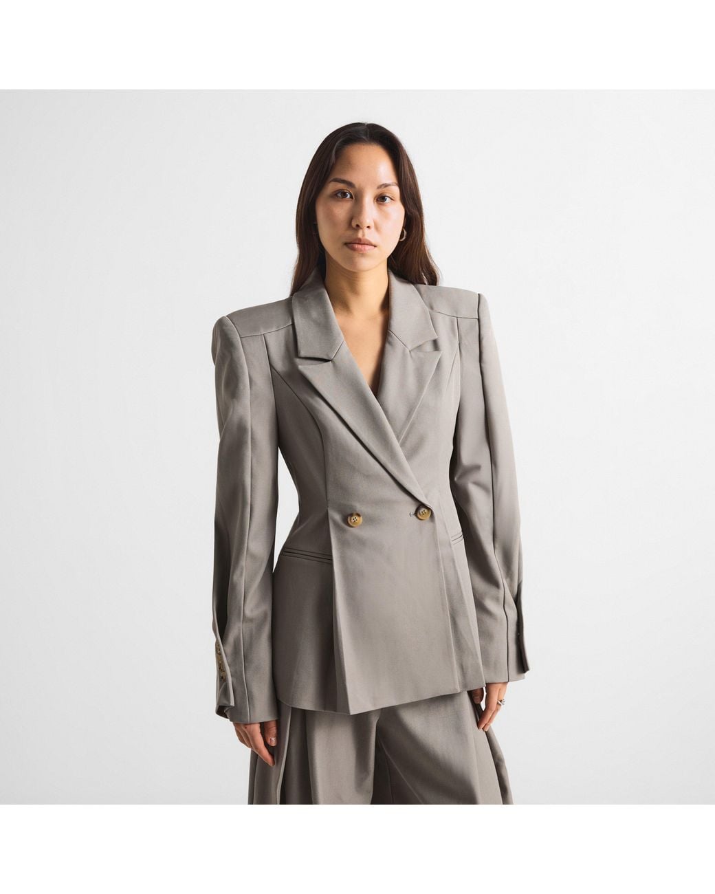 The Couture Club Gray Couture Cinch Blazer Ld71