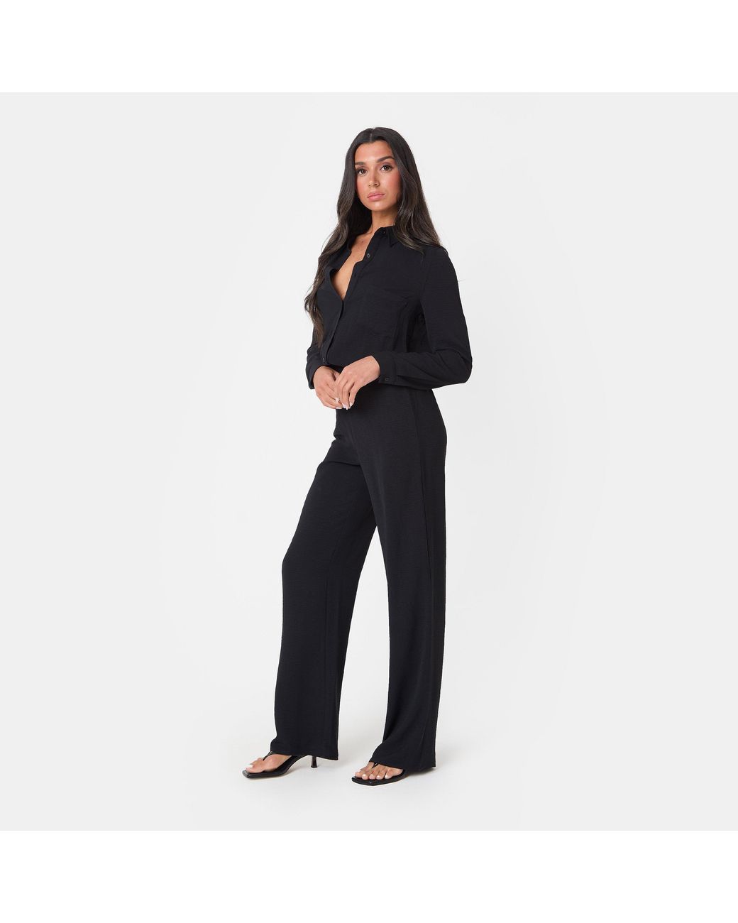 I Saw It First Black Soft Crepe Long Sleeve Shirt