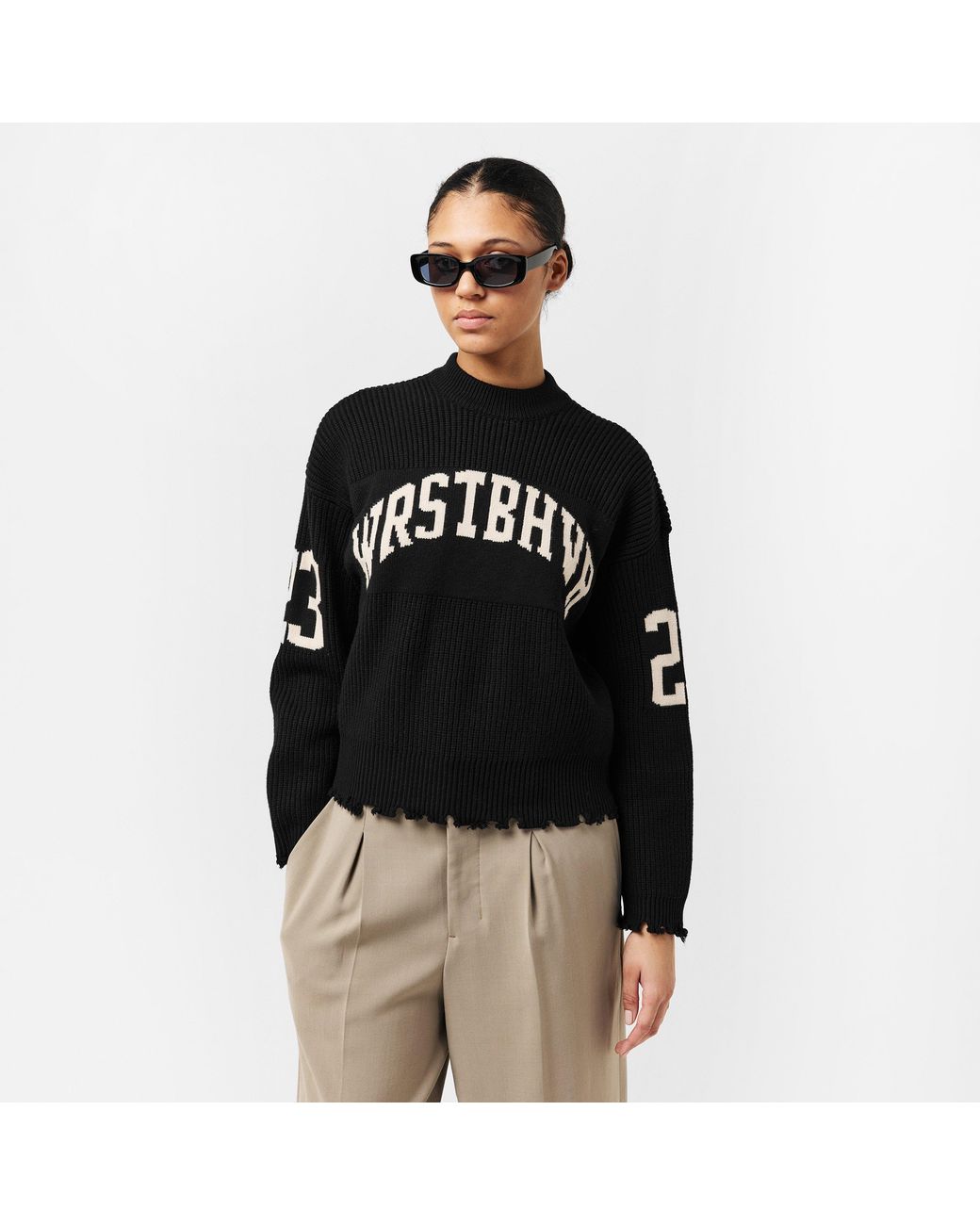 WRSTBHVR Black Minimalist Crew Neck Jumper