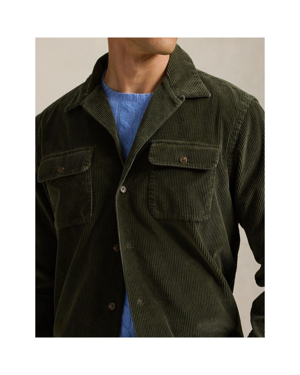 Polo Ralph Lauren Green Wide-Wale Cord Overshirt for men