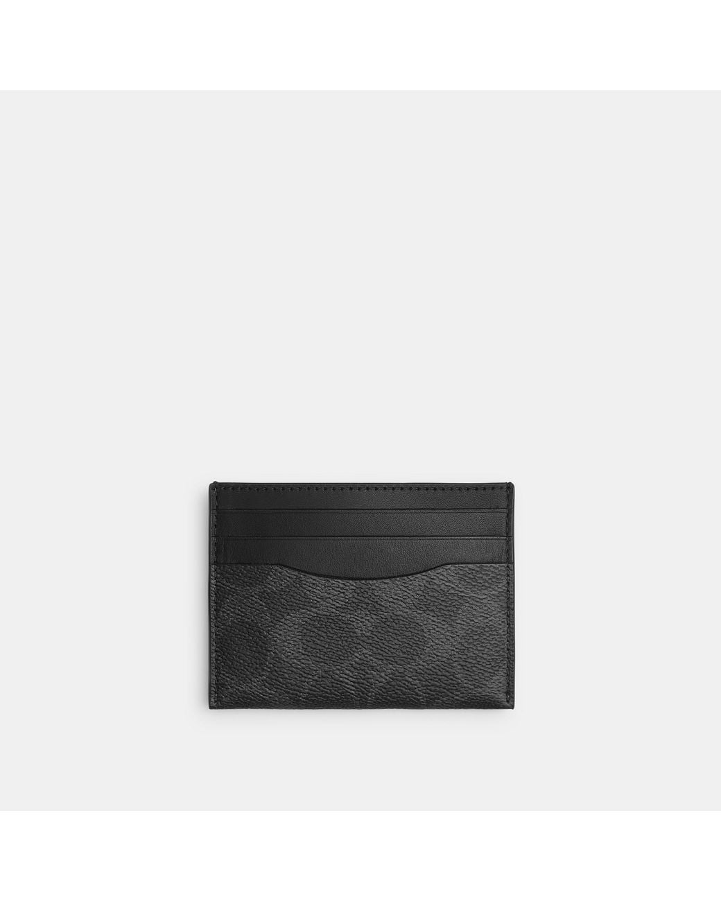 COACH Black Signature Flat Leather Card Holder