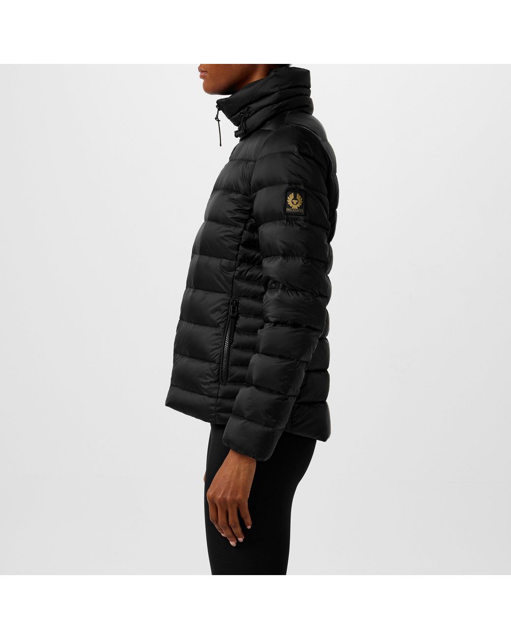 Belstaff Black Lift Water And Wind Resistant Long Sleeve Funnel Neck Short Puffer Jacket