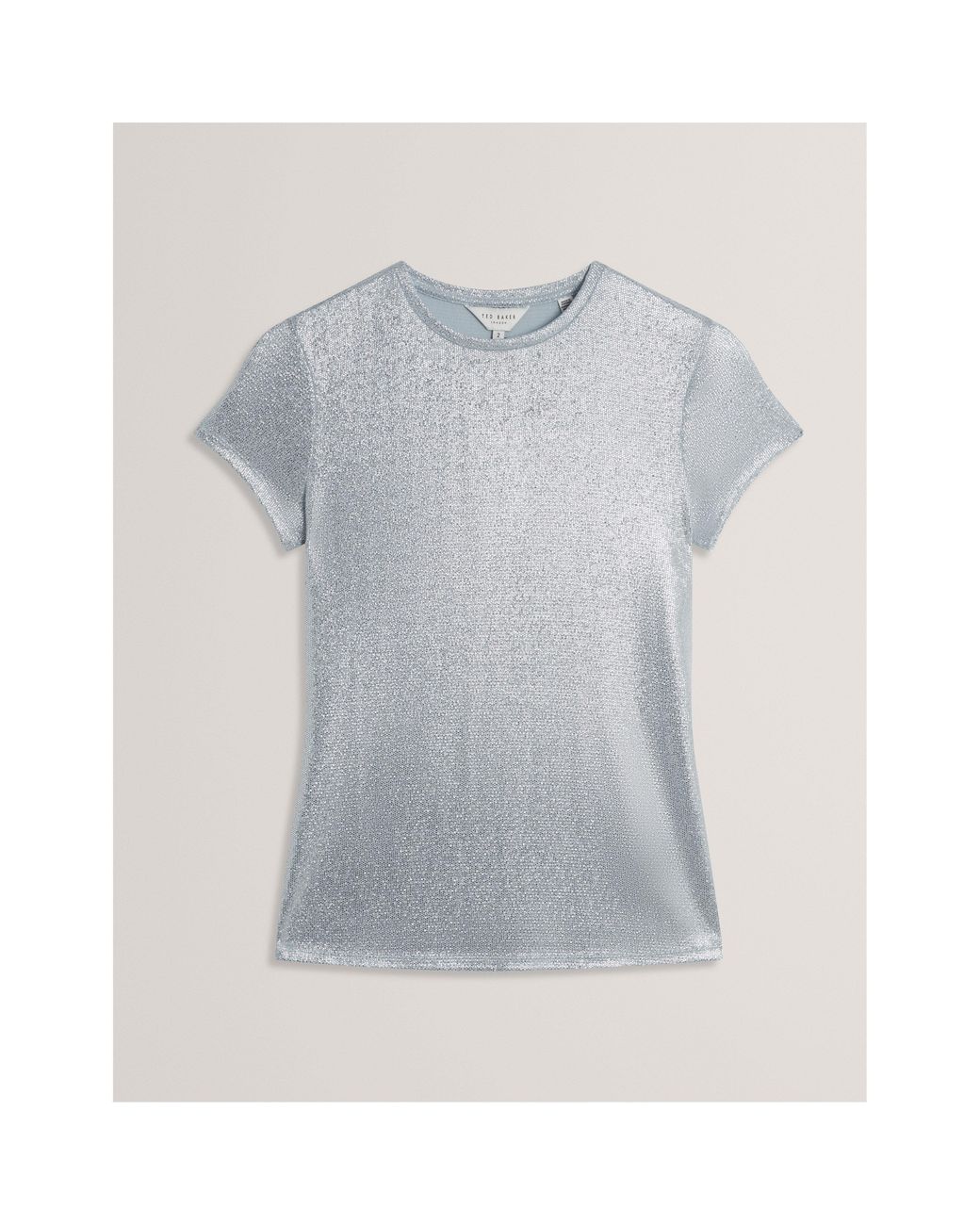 Ted Baker Gray Metallic Short Sleeve Slim Fit T-Shirt