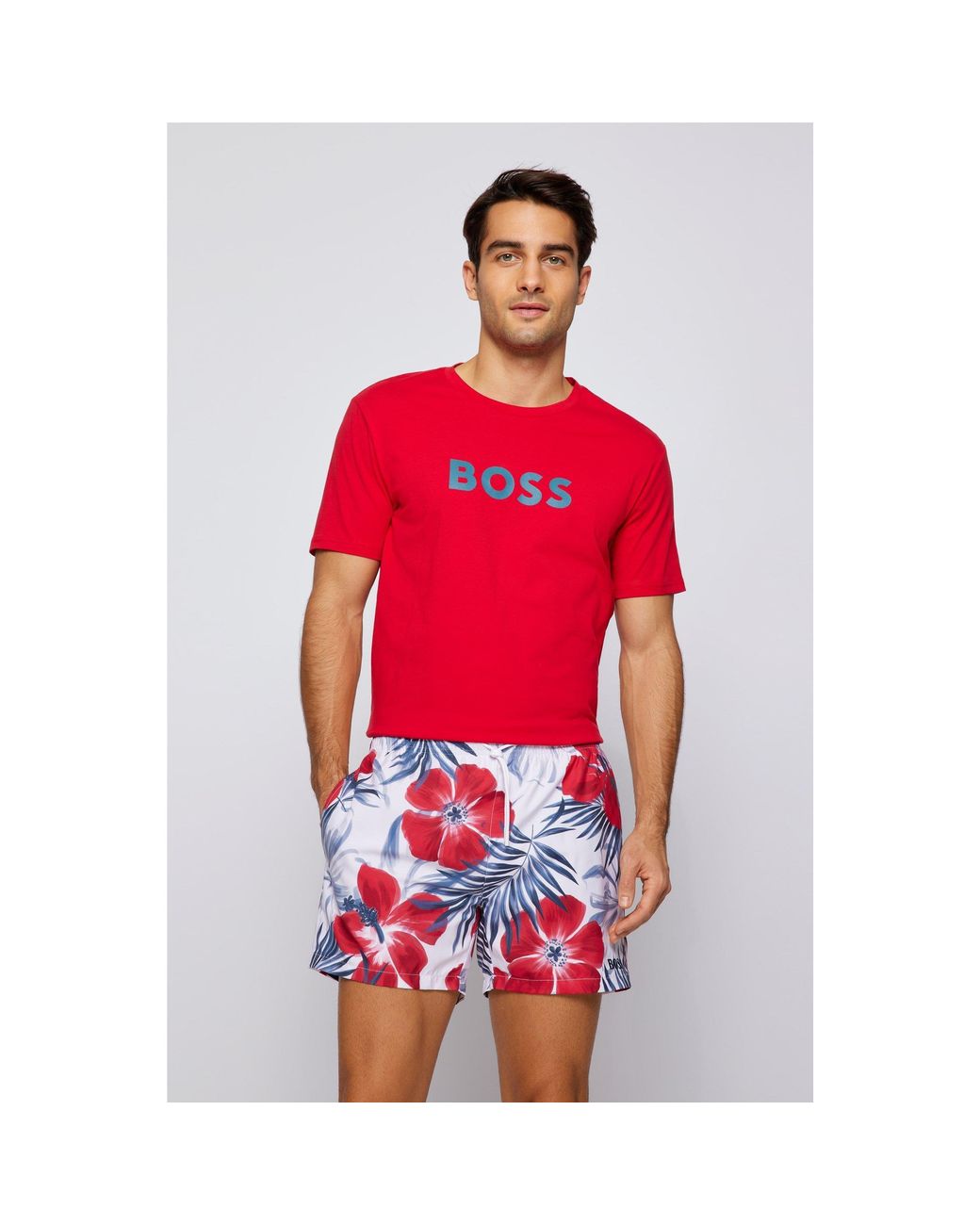 Boss Red Bodywear Short Sleeve T-Shirt With Logo Print Detail for men