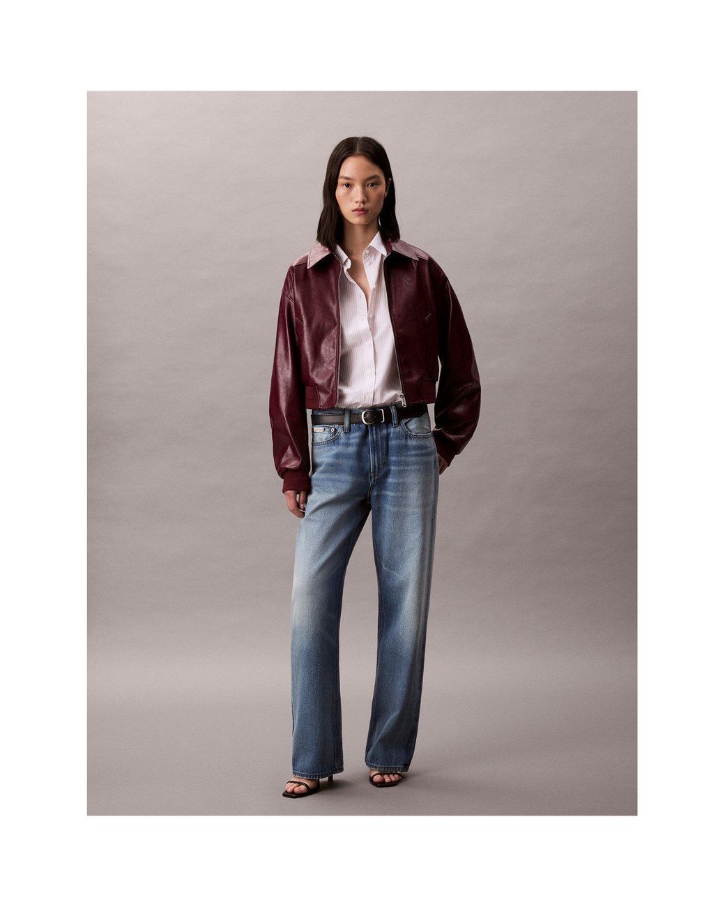 Calvin Klein Brown Cropped Faux Leather Jacket