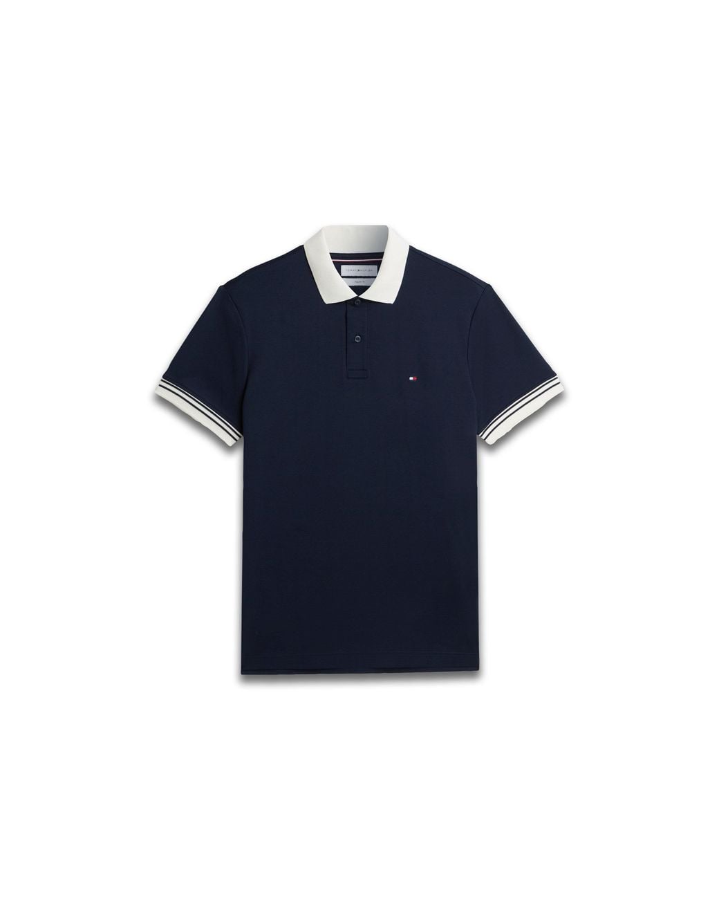Tommy Hilfiger Blue Placket Cotton Short-Sleeve Polo for men
