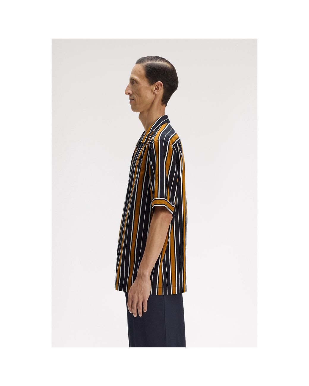 Fred Perry Black Patterned Short Sleeve Shirt for men