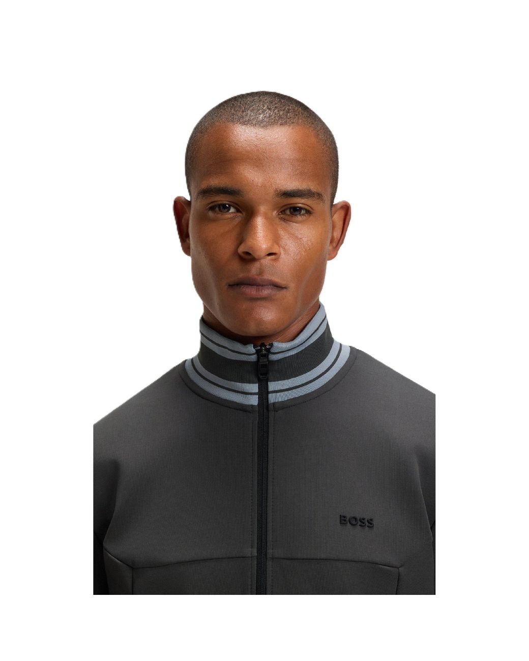 Boss Black Full Zipped Zone Short Sleeve Polo Shirt for men