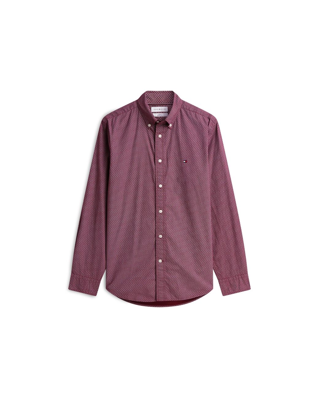 Tommy Hilfiger Purple Cotton Long-Sleeve Geometric Print Shirt for men