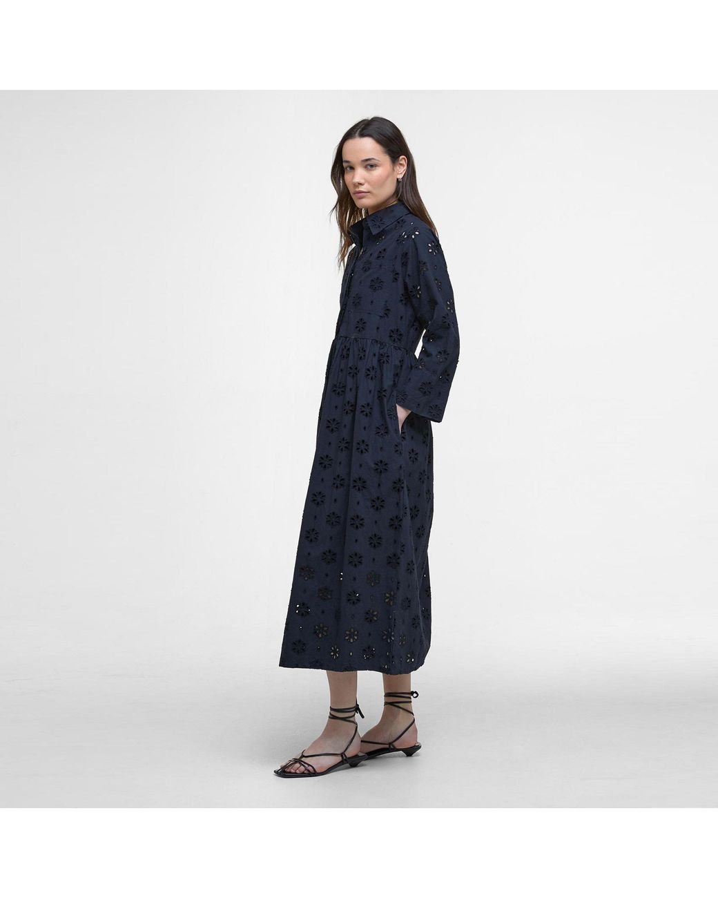 Barbour Blue Melissa Broderie Anglaise Midi Dress