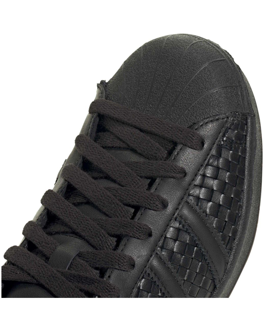 Adidas Originals Black Superstar Shell Toe Low-Top Trainers