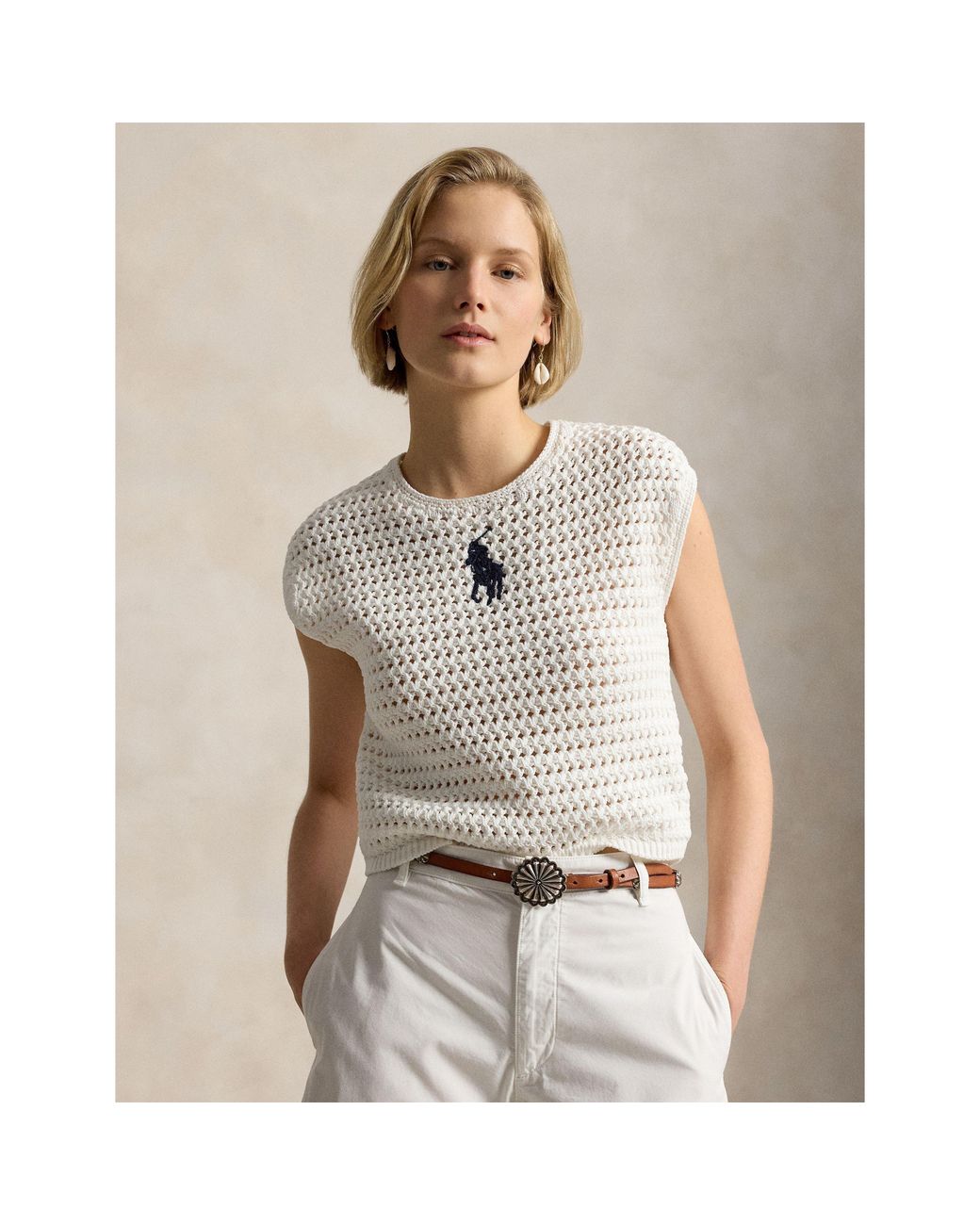 Polo Ralph Lauren White Knitted Sweater Vest