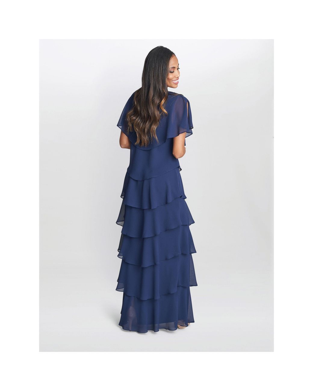 Gina Bacconi Blue Catherine Tiered Maxi Dress