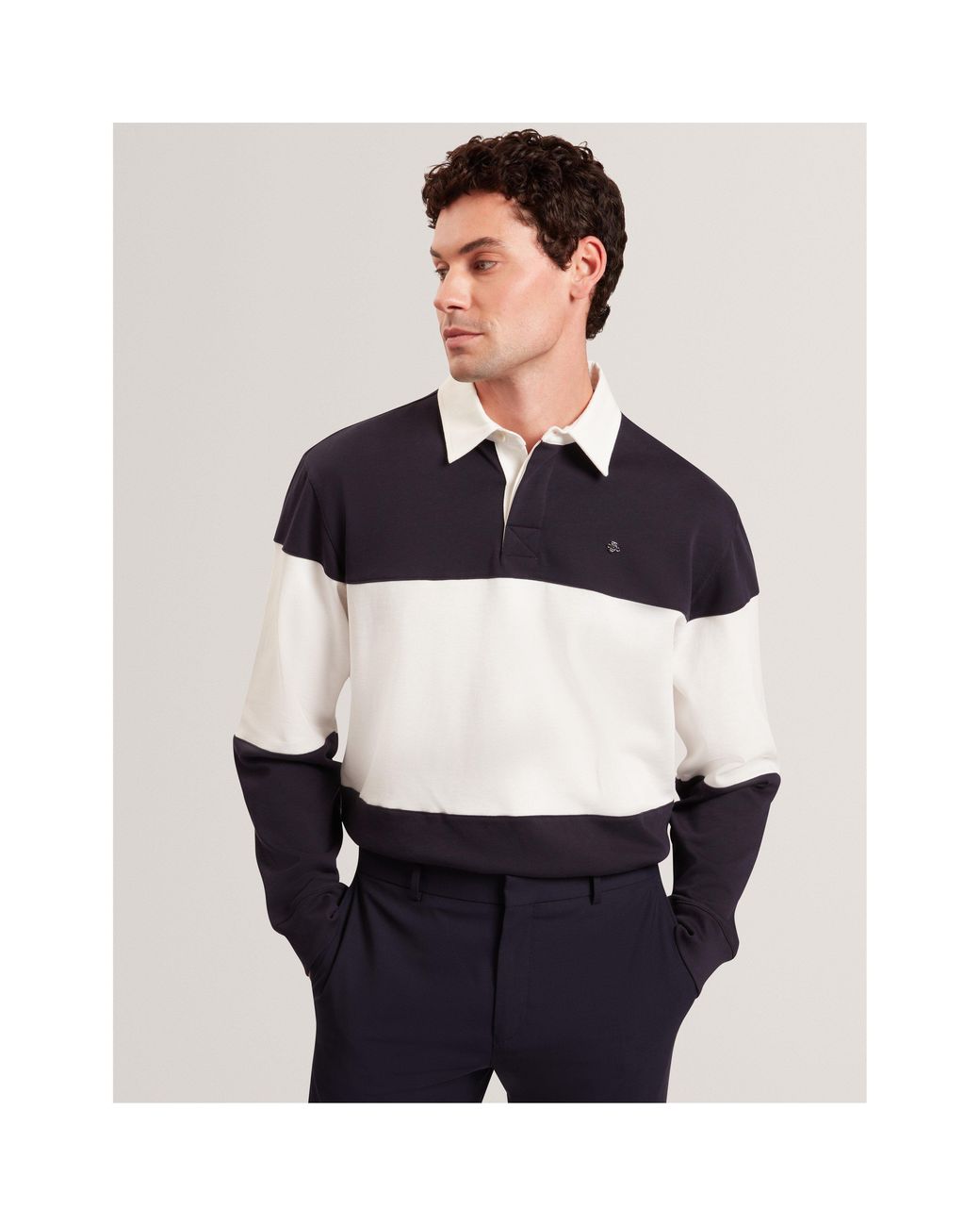 Ted Baker Blue Long Sleeve Rugby Polo Shirt for men