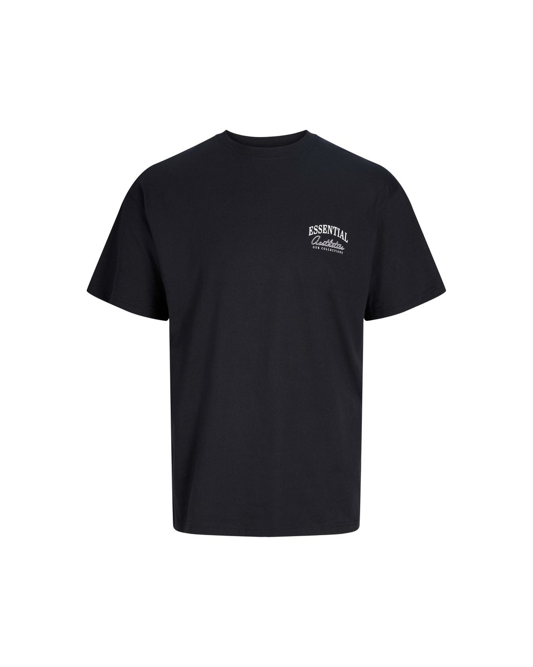 Jack & Jones Black Graphic Organic Cotton Short-Sleeve Oversized T-Shirt for men