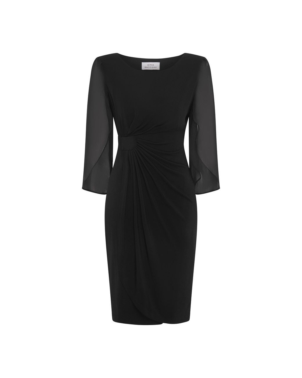 Gina Bacconi Black Ryder Jersey And Chiffon Wrap Dress