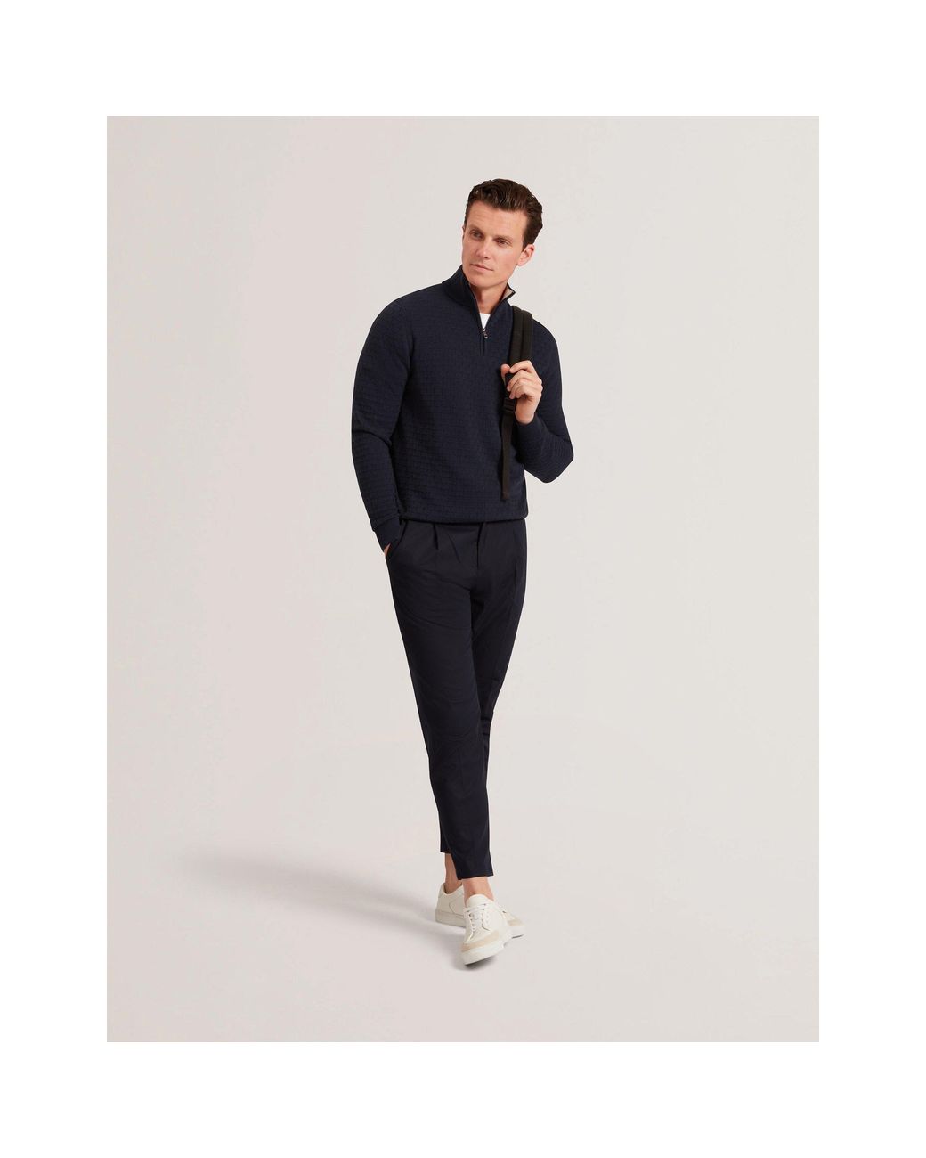 Ted Baker Blue Stitch Half Zip Knitted Top for men