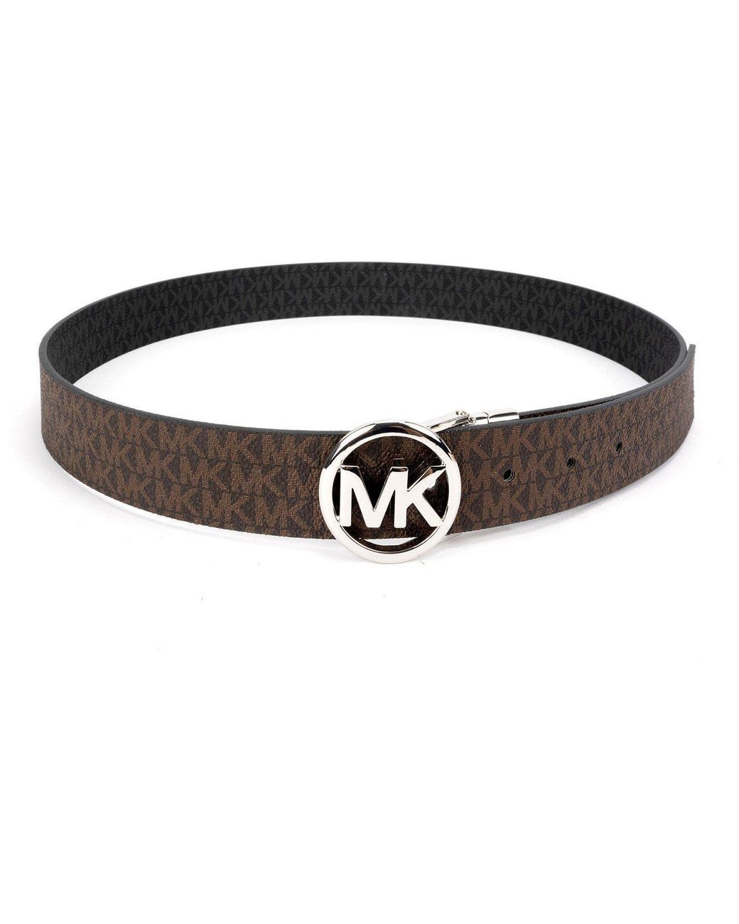 MICHAEL Michael Kors Black Reversible Mk Logo Leather Belt