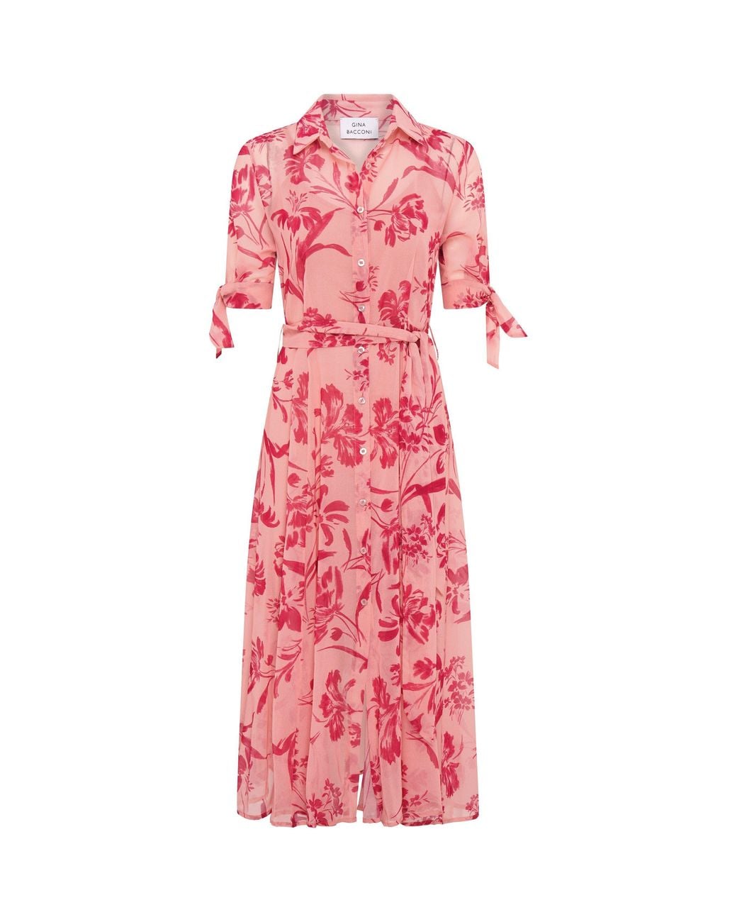 Gina Bacconi Red Adrienne Shirt Dress