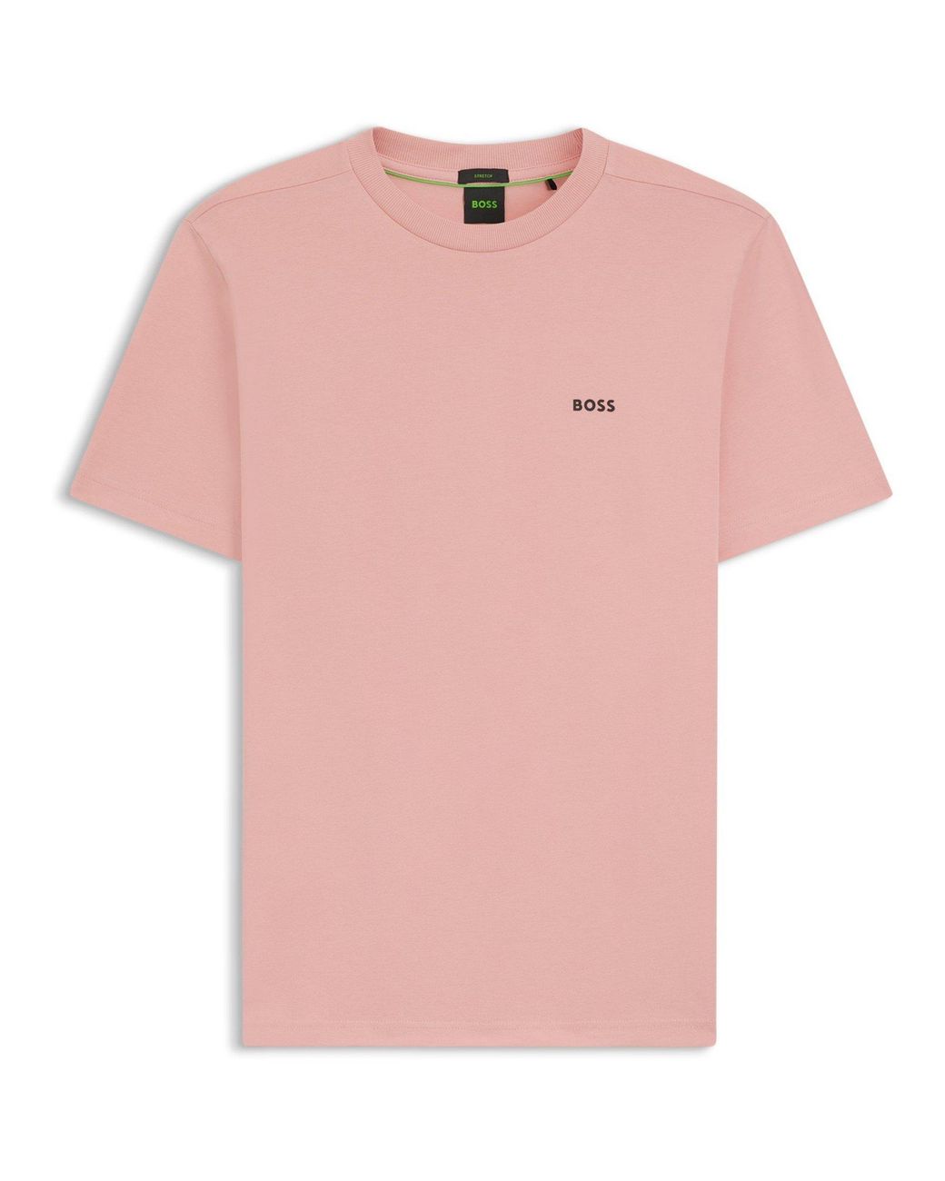 Boss Pink T-Shirt With Logo Design Stretch Cotton for men
