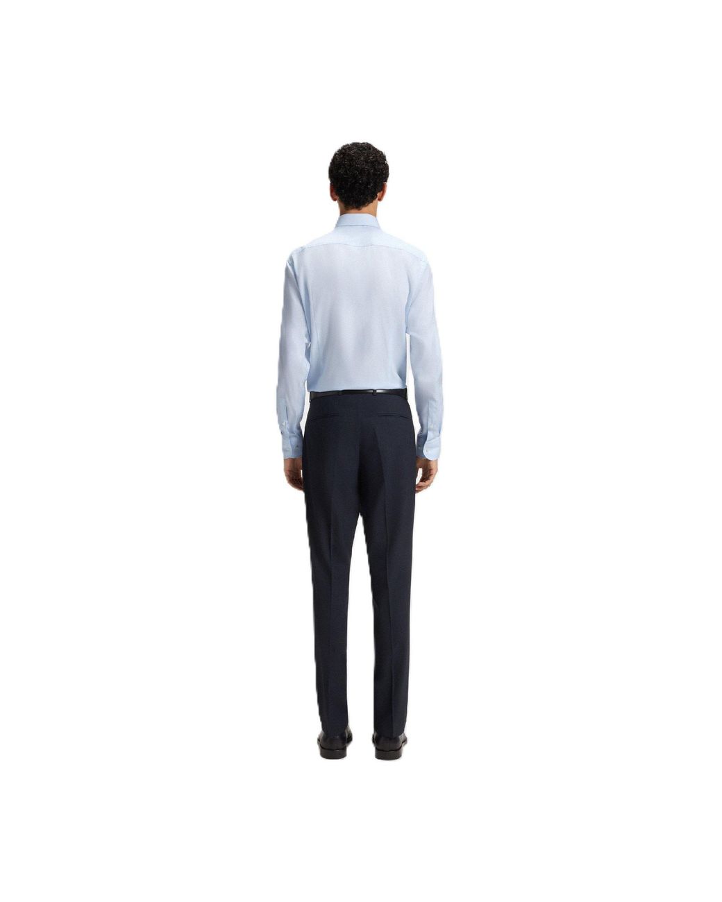 Boss Blue H Hank Spread Long Sleeve Oxford Shirt for men