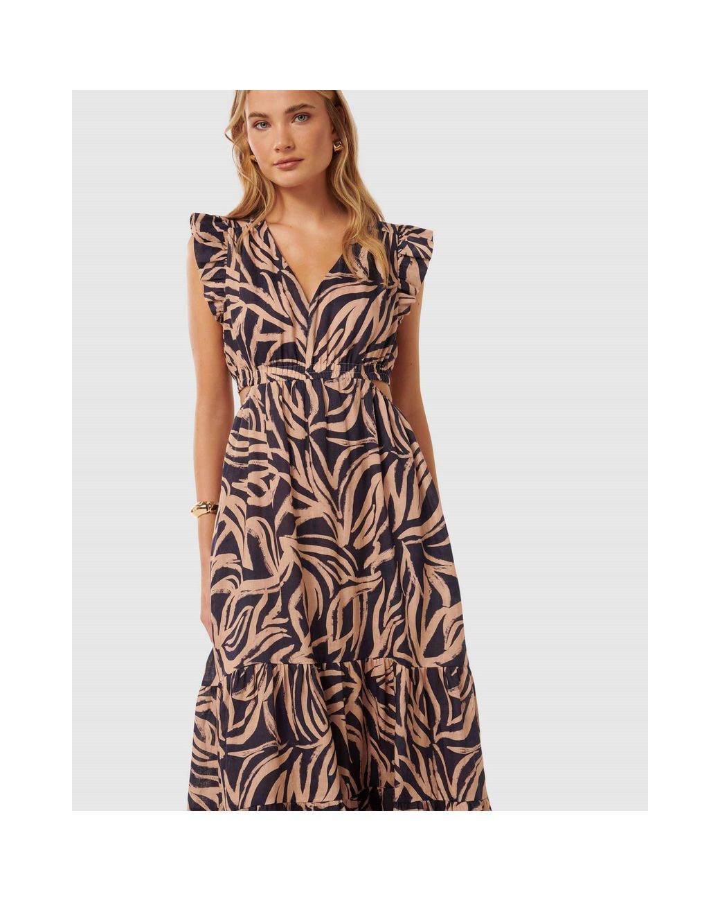 Forever New Metallic Tobi Side Cut Out Dress