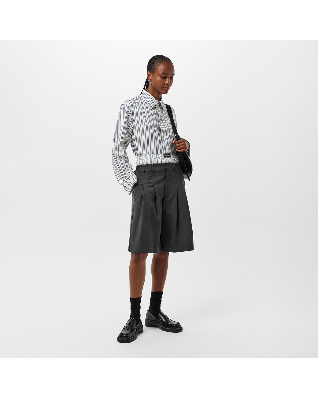 MARINE SERRE Gray Structured Tailored Shorts