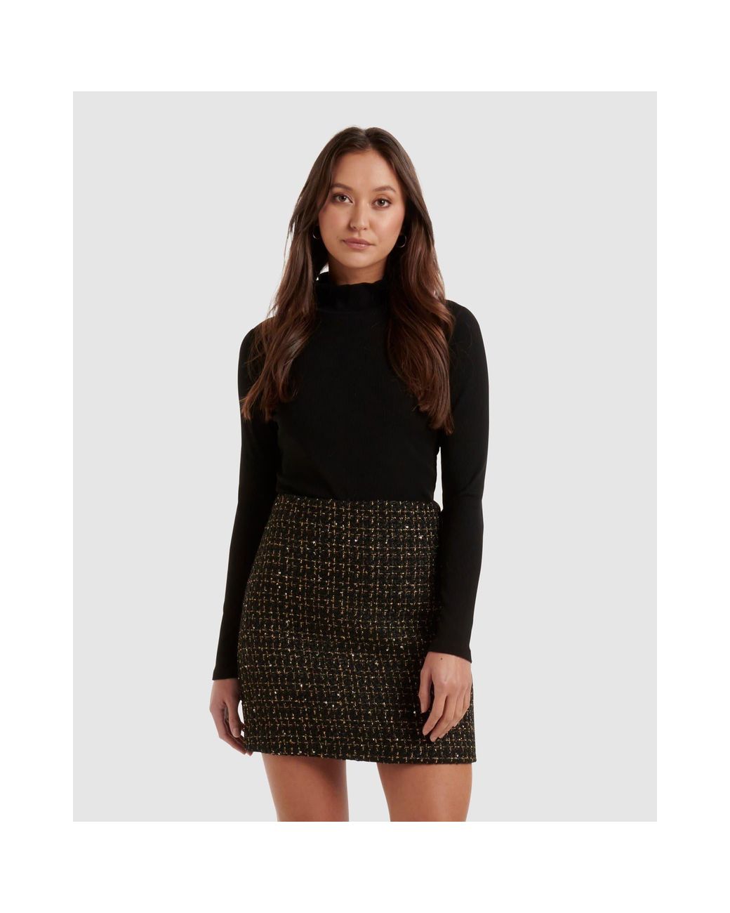 Forever New Black Lara Boucle Mini Skirt