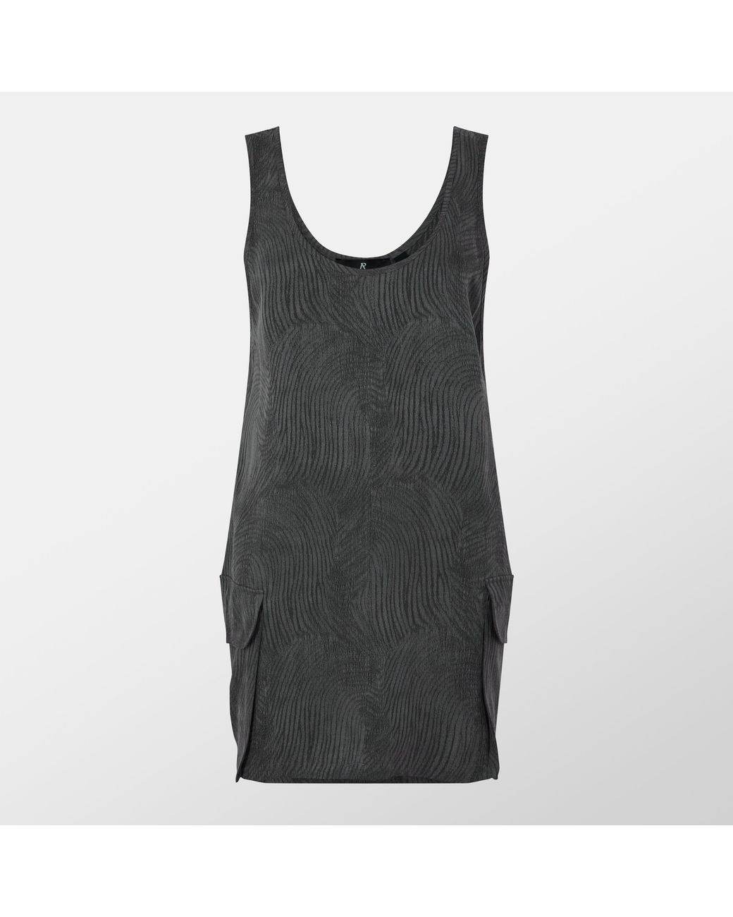 Represent Black Swirl Lyocell Functional Pockets T-Shirt Dress