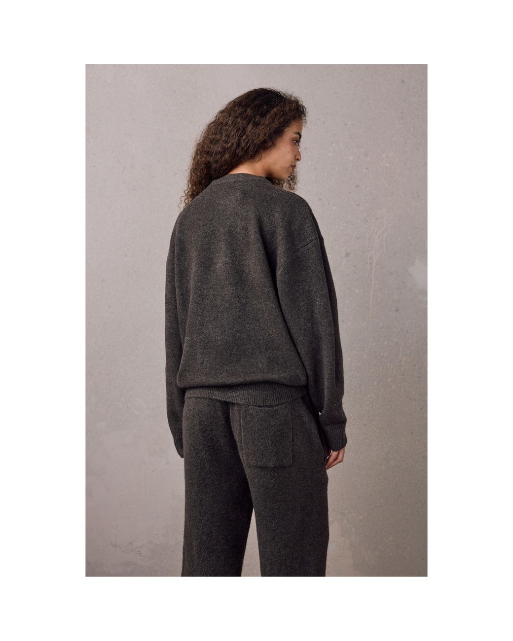 The Couture Club Black Fluffy Oversized-Fit Crew-Neck Jumper