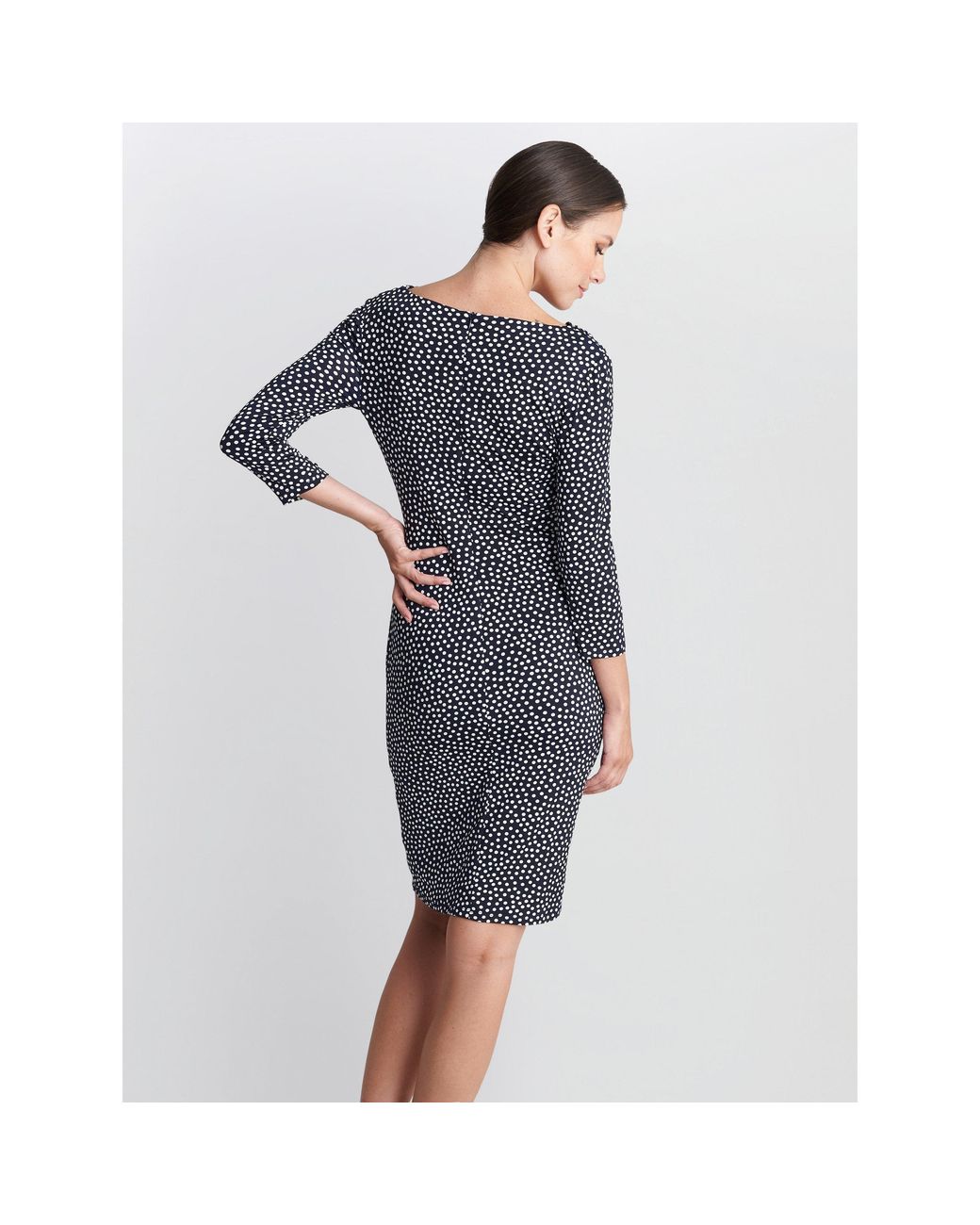 Gina Bacconi Blue Bailey Printed Jersey Cowl Neck Dress